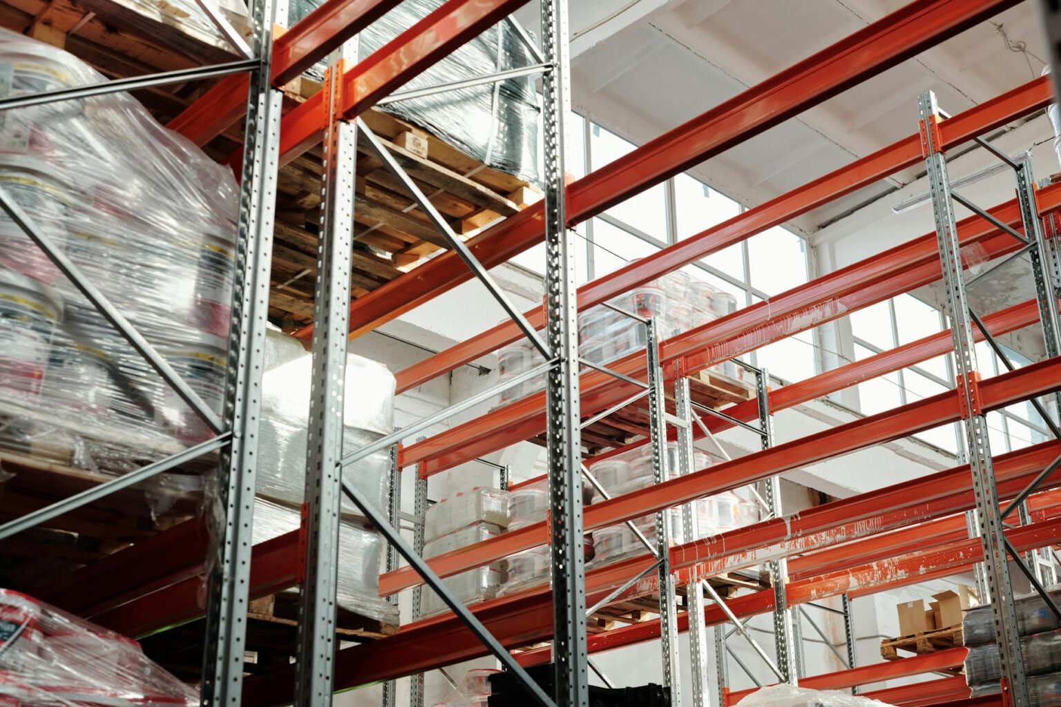 Underground storage facility with organized shelving and inventory systems