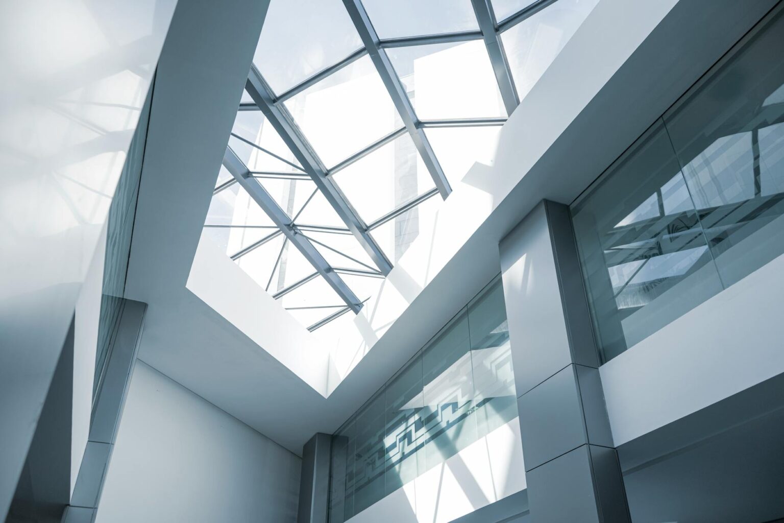 Modern bank interior with marble columns and professional atmosphere