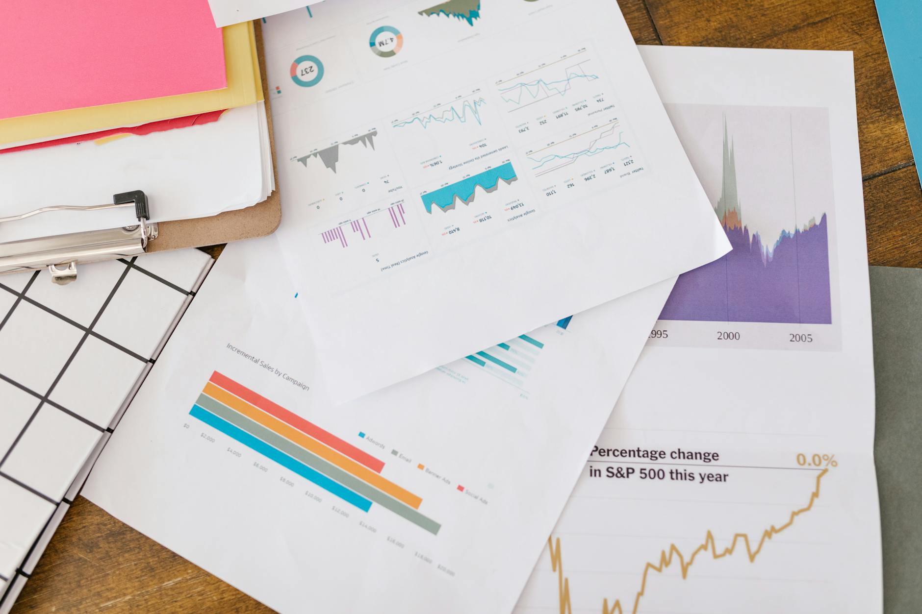 Digital analytics dashboard showing revenue charts and performance metrics