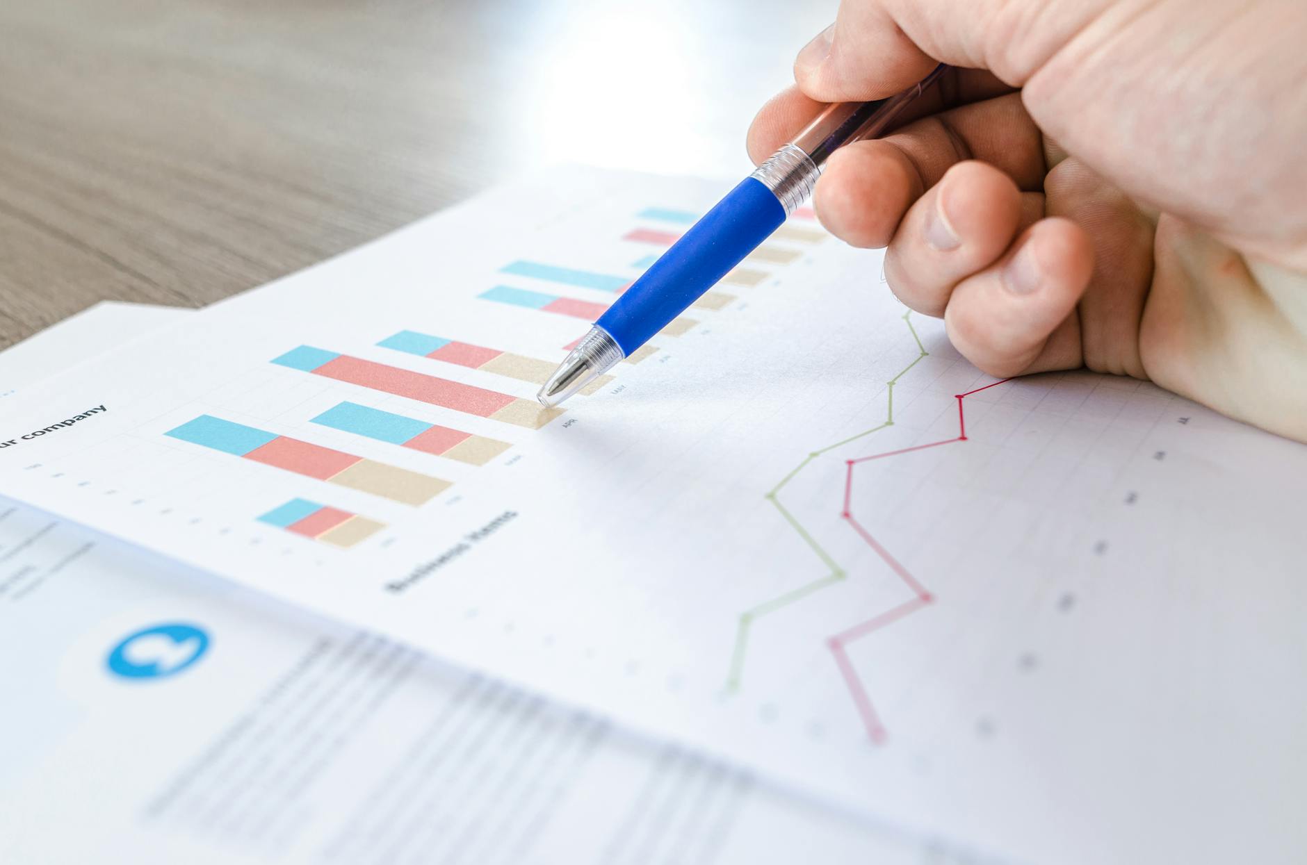 Financial chart showing upward trending revenue growth on computer screen