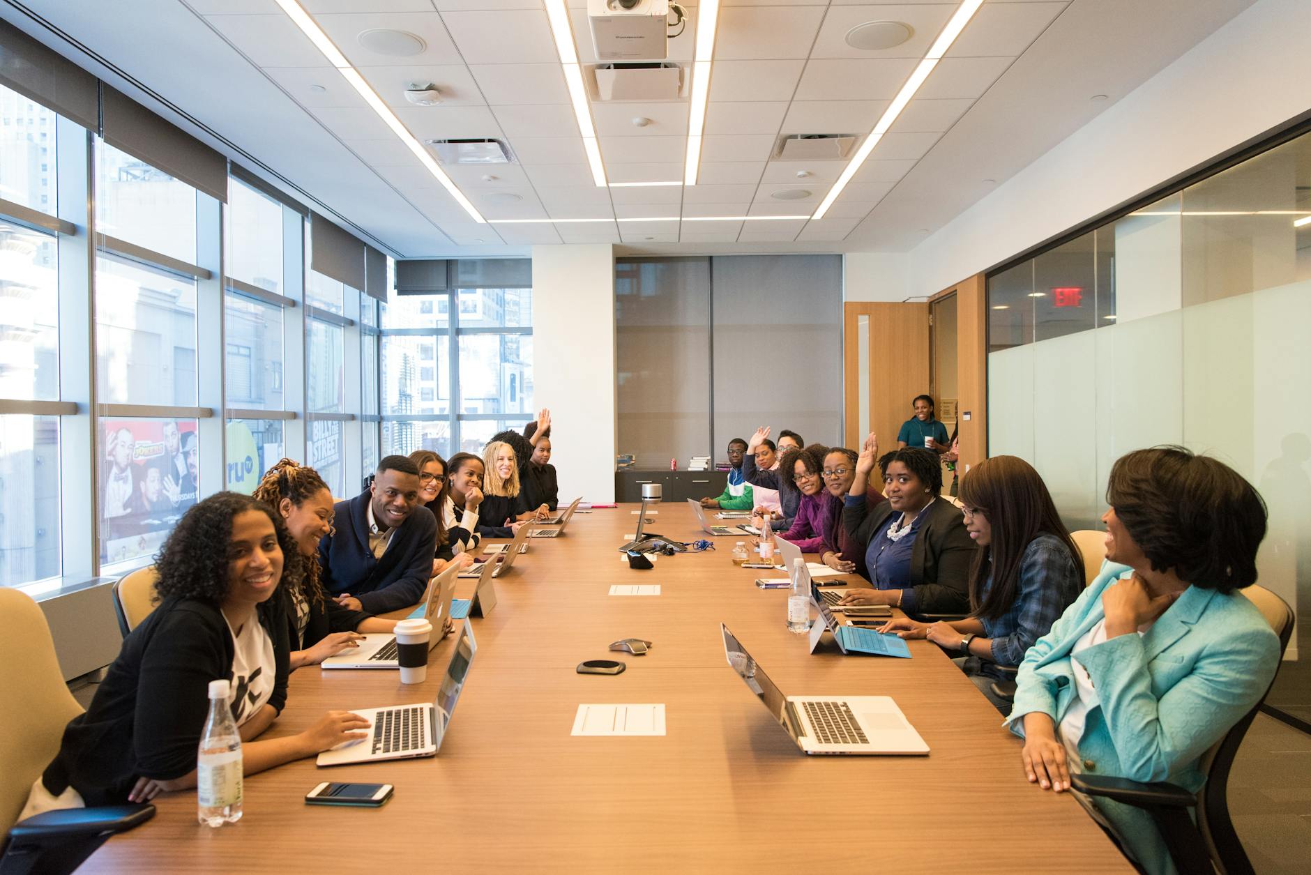 Professional business meeting in modern office conference room