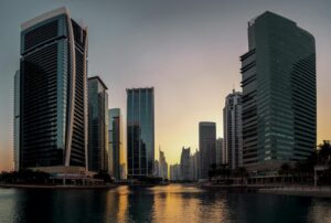 Dubai city skyline showing urban landscape for air taxi services