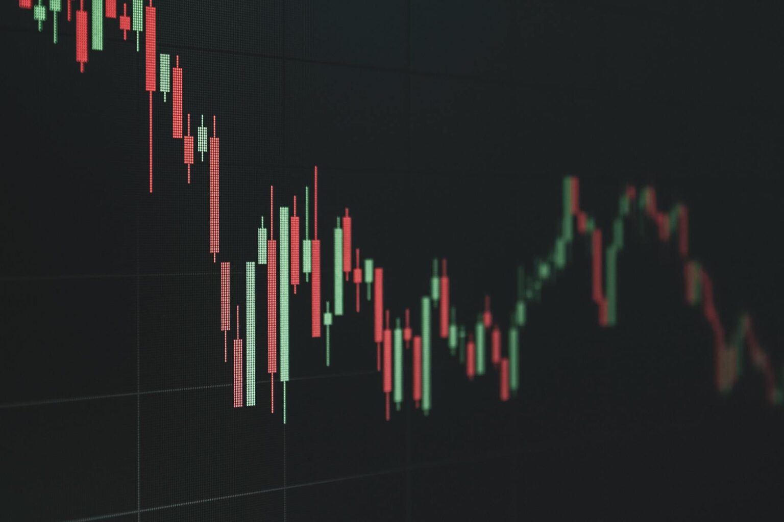 Stock market charts showing declining share prices