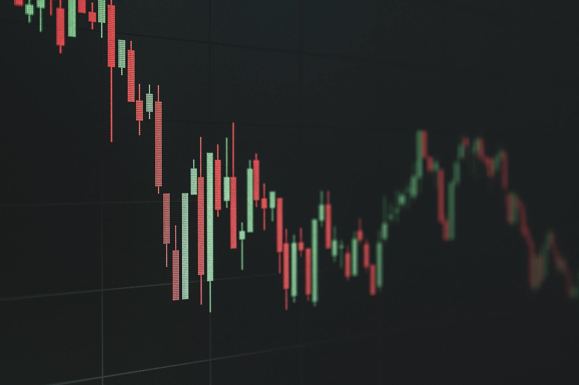 Stock market charts showing declining share prices