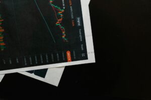 Financial charts displaying stock market data and index performance