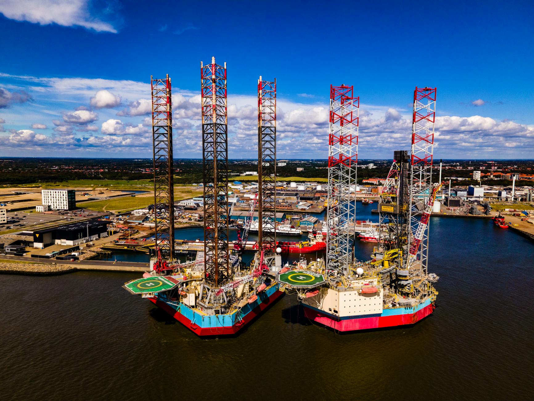 Offshore oil drilling platform in ocean waters