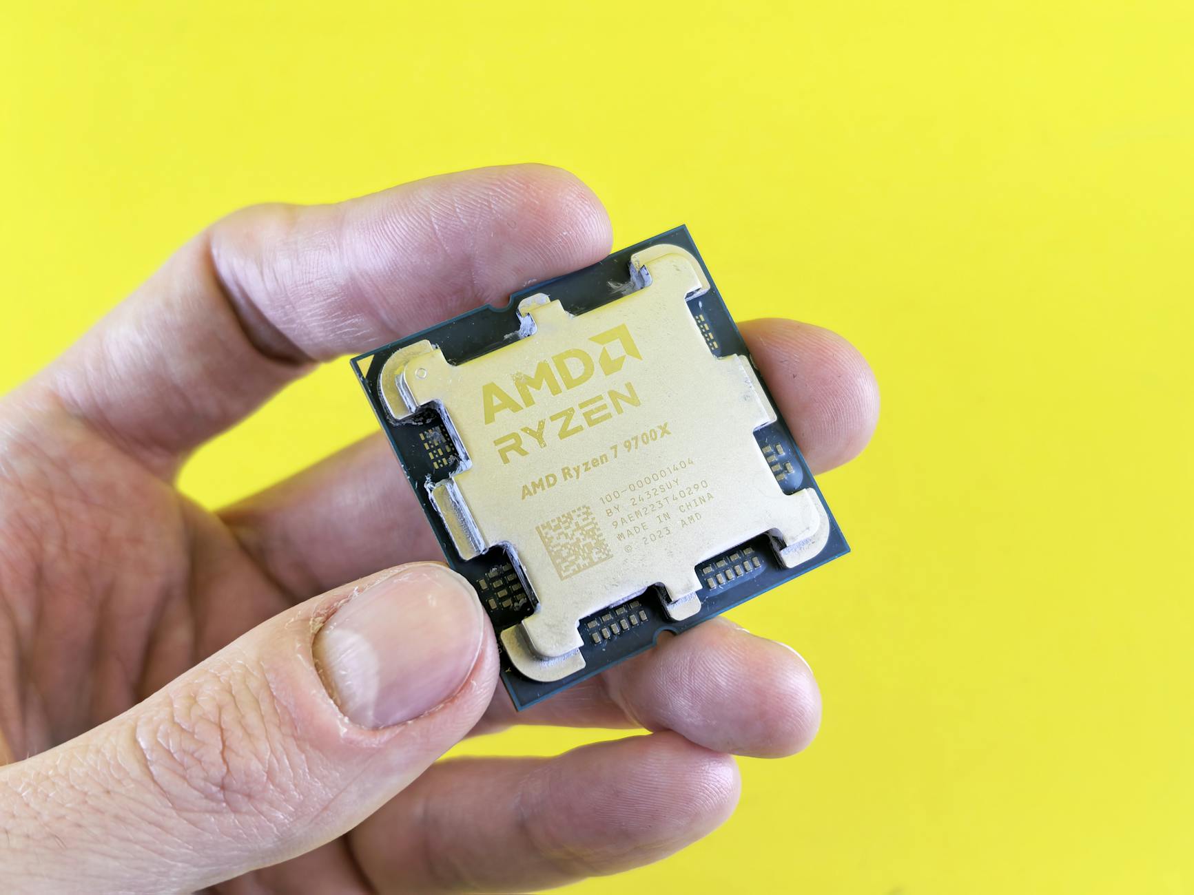Close-up view of semiconductor microprocessor chip