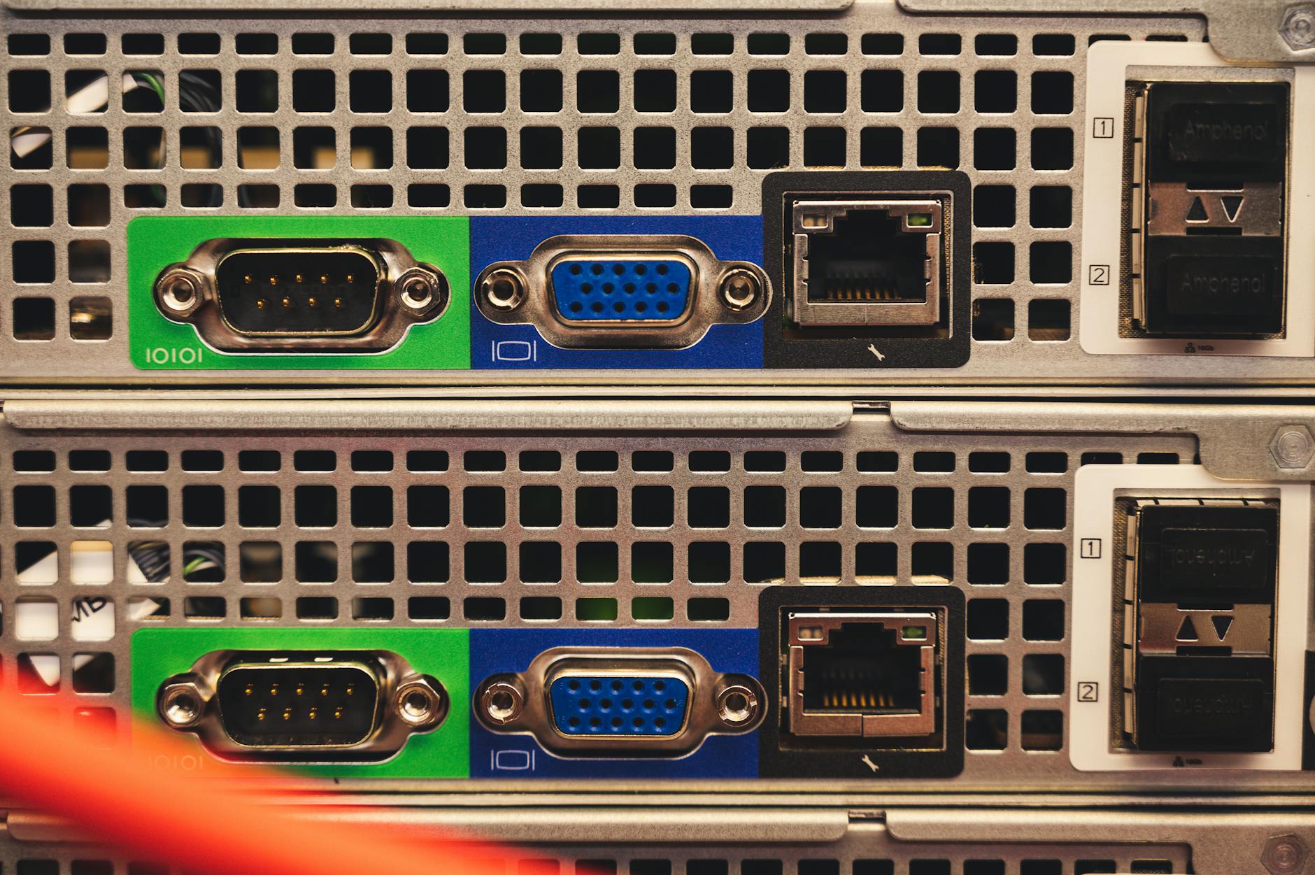 Rows of servers in modern data center facility