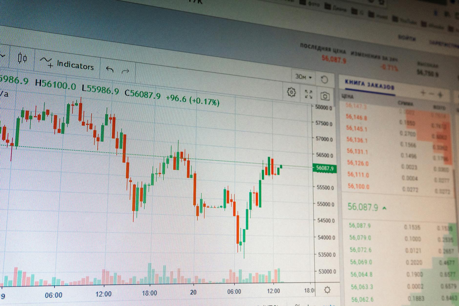 Financial charts and graphs showing investment growth and market analysis