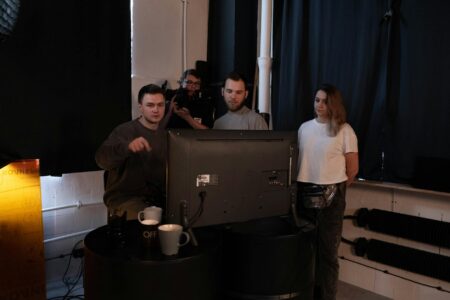 Film producers in meeting discussing project development