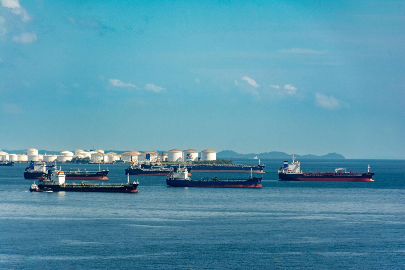 Large oil tanker vessel navigating ocean waters