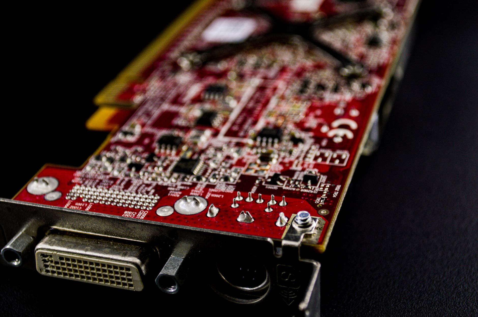 Closeup of a semiconductor microchip on a circuit board