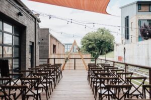 Empty wedding venue with no guests or photographers present