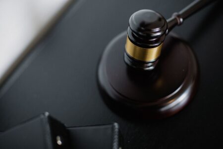 Legal documents and gavel representing a pharmaceutical court filing