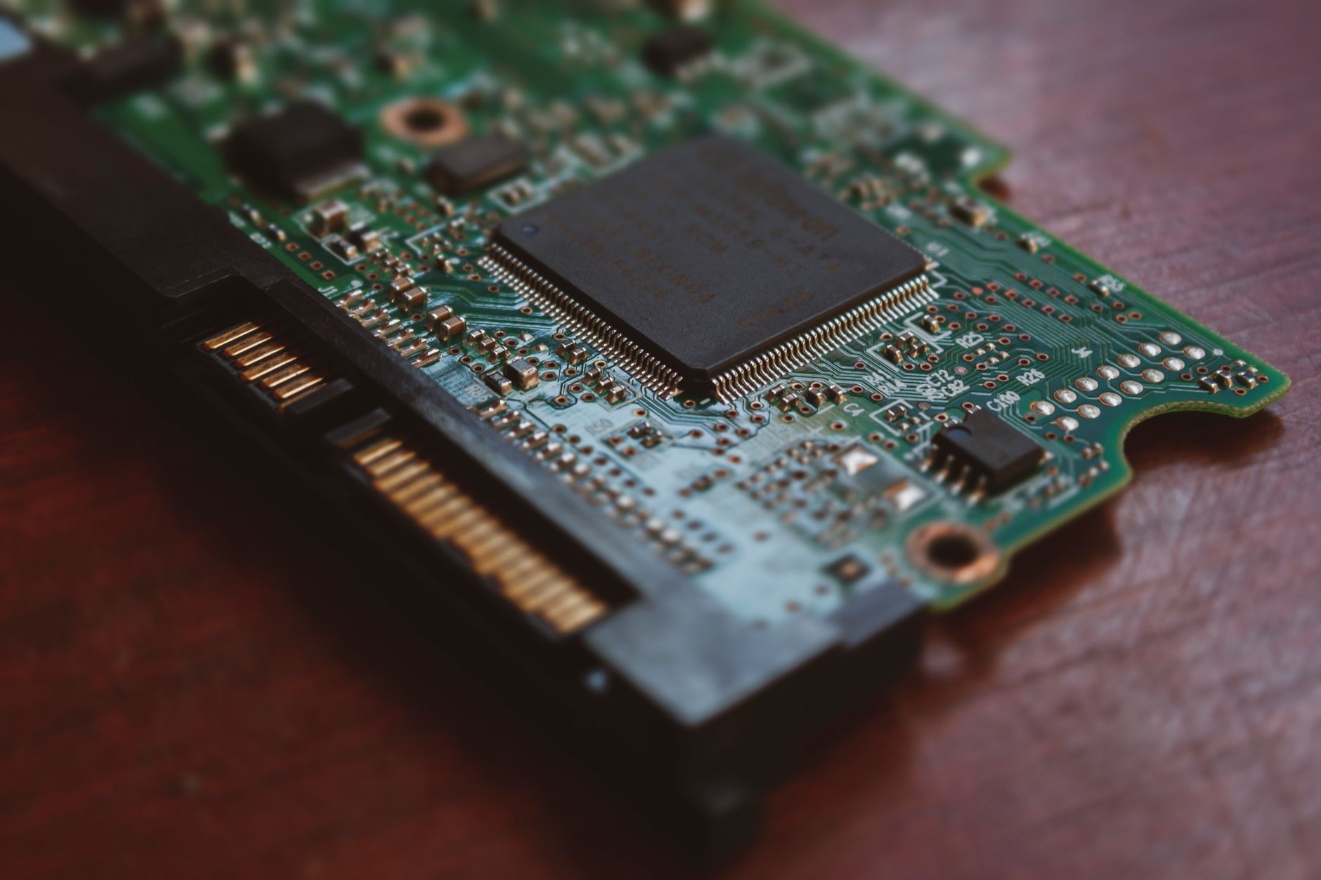 Close-up of semiconductor microchip representing chip stock market activity