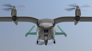 Electric aircraft on a tarmac runway representing the eVTOL industry development phase