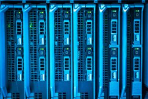 Rows of servers inside a modern data center representing cloud infrastructure growth