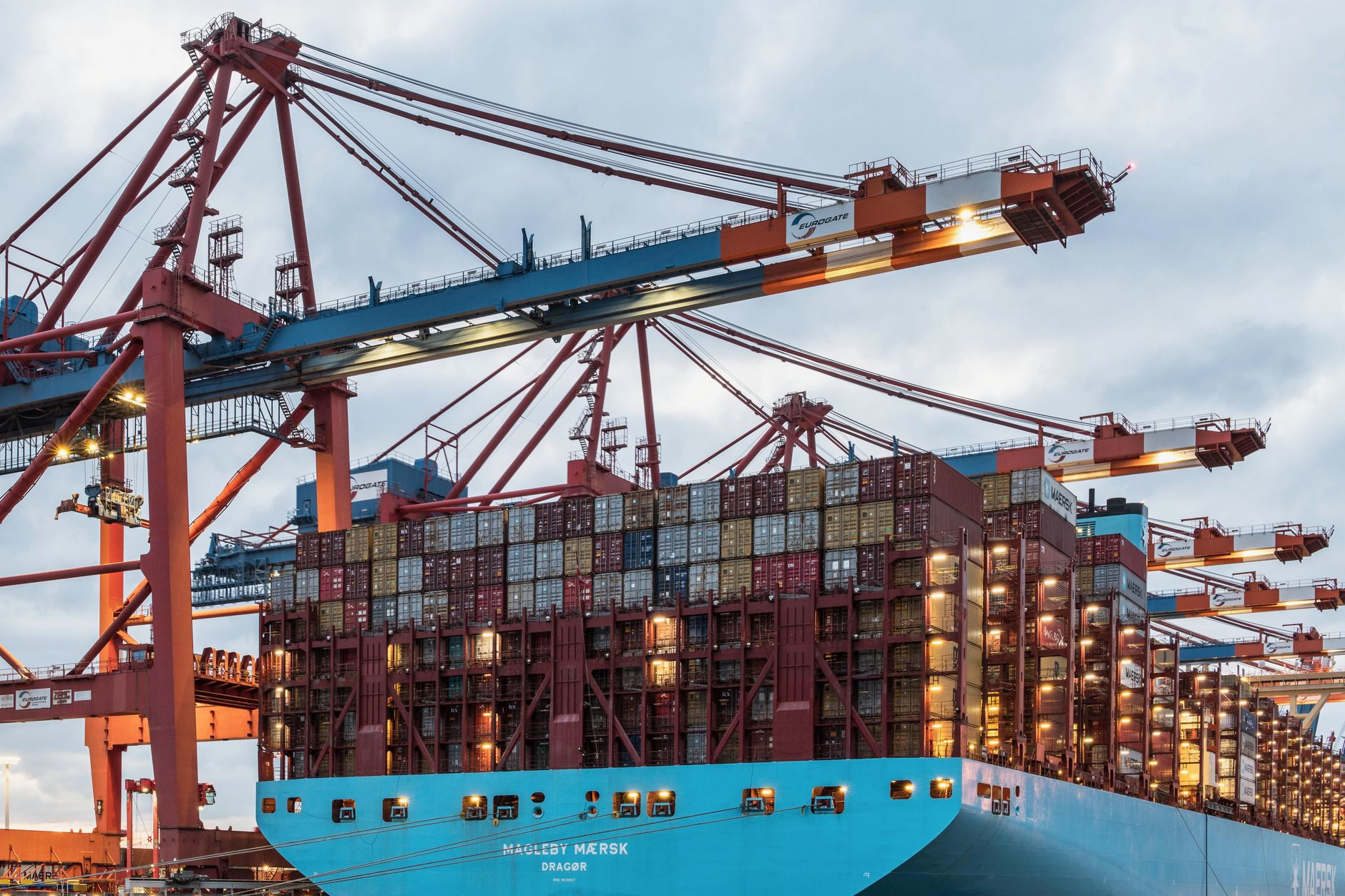 Cargo containers stacked at an international shipping port