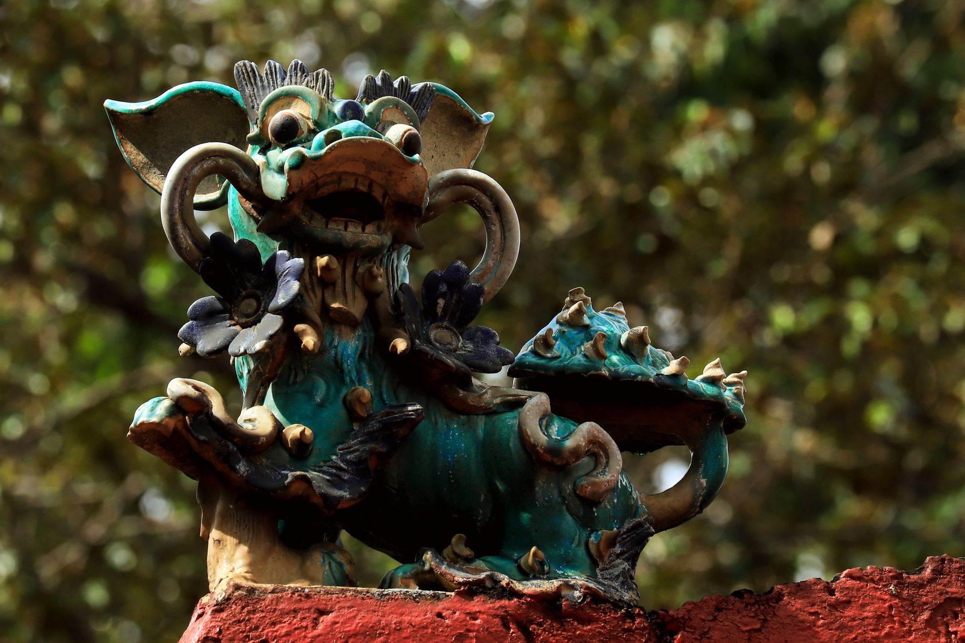 Traditional Chinese ceramic artwork displayed in a museum setting